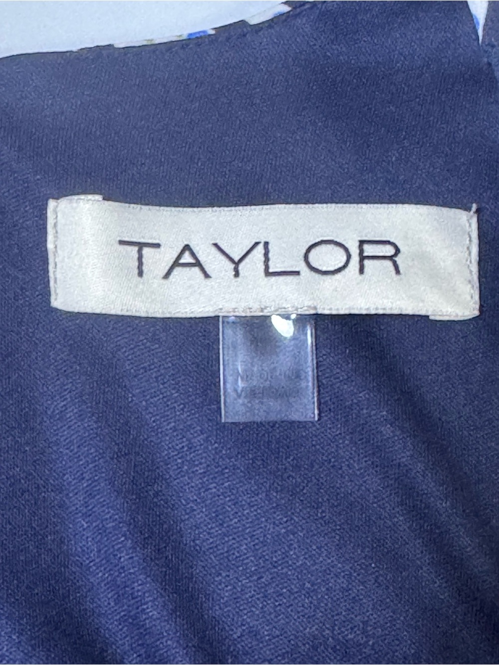 Taylor Navy Blue Printed Smocked Waist Maxi Dress Size 10 - Picture 7 of 10